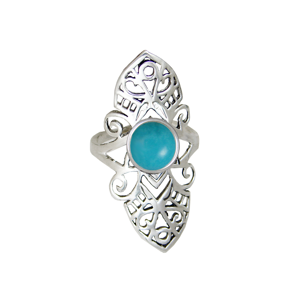Sterling Silver Filigree Ring With Turquoise Size 6